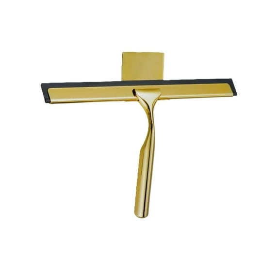 J&V TEXTILES All-Purpose Stainless Steel Shower Squeegee for Glass Doors with Adhesive Hooks, Squeegee for Shower Glass, Bathroom Household Cleaner Tool, 10 Inch Gold