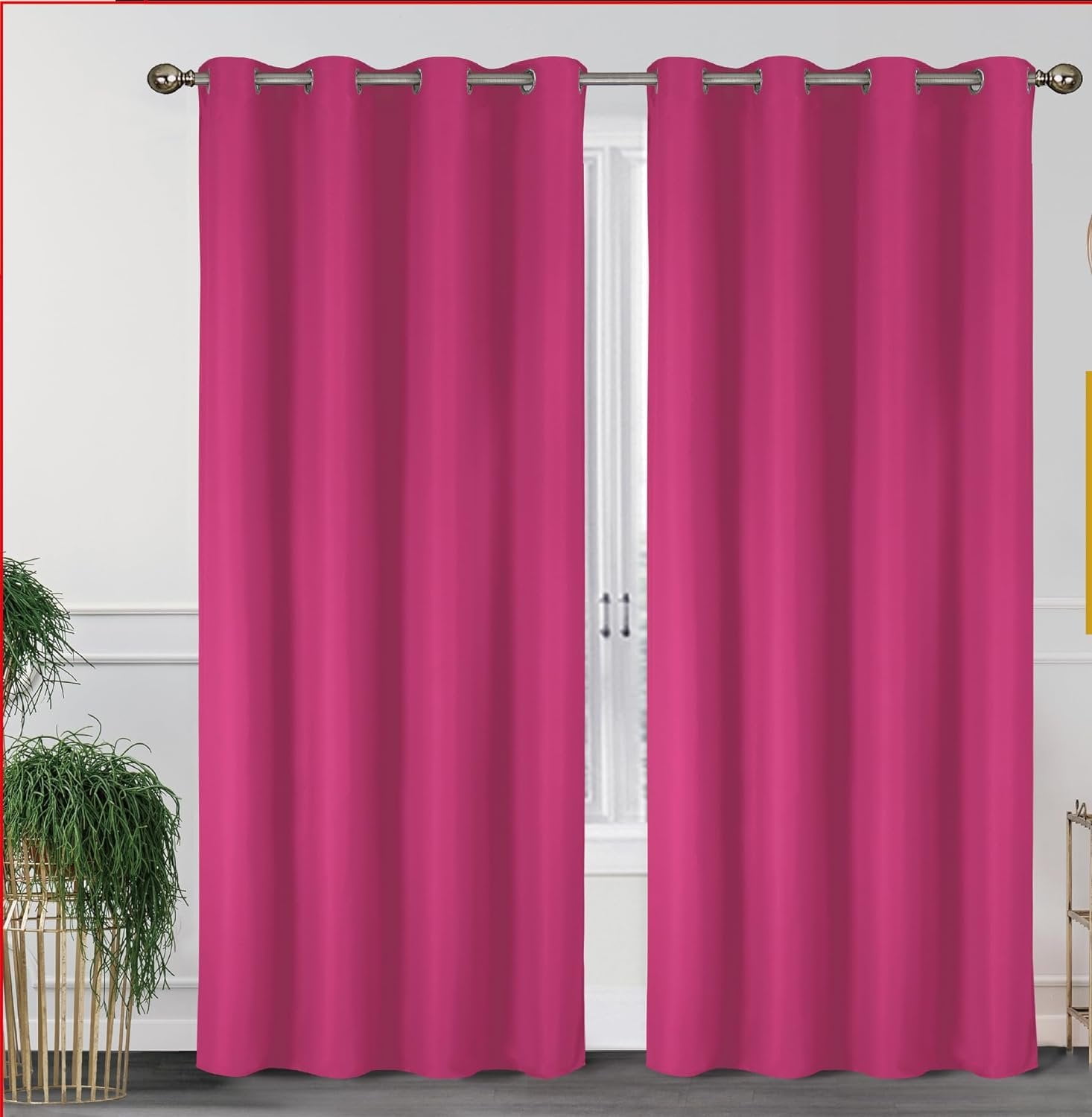 J&V TEXTILES Blackout Curtains 84 Inch Length 2 Panels Set, Thermal Insulated Long Curtains& Drapes 2 Burg, Room Darkening Grommet Grey Curtains for Living Room W55 x L84 Bright Rose