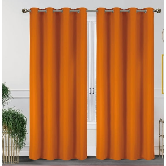 J&V TEXTILES Blackout Curtains 84 Inch Length 2 Panels Set, Thermal Insulated Long Curtains& Drapes 2 Burg, Room Darkening Grommet Grey Curtains for Living Room W55 x L84 Orange