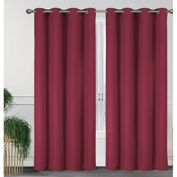 J&V TEXTILES Blackout Curtains 84 Inch Length 2 Panels Set, Thermal Insulated Long Curtains& Drapes 2 Burg, Room Darkening Grommet Grey Curtains for Living Room W55 x L84 Burgundy
