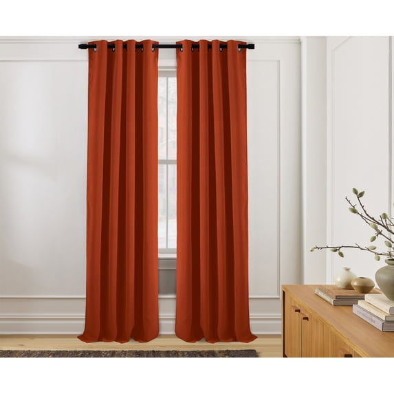 J&V TEXTILES Orange Blackout Curtain Panels 55 x 84 Inch Set of 2