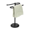 thumbnail image 1 of J&V TEXTILES Classical Steel Towel Rack Holder Stand with 2 Hanging Rings for Bathroom Vanity Countertops - Space Saving Hand Towel Holder Matte Black, 1 of 5