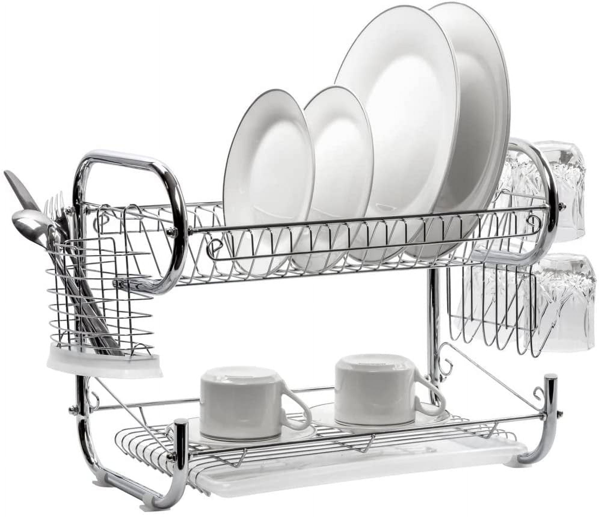 2-layer Dish Drying Rack, Durable Stainless Steel Kitchen Drying Rack With  Cup Holder, Drying Rack For Dishes, Knives, Forks, Kitchen Organization And  Storage, Kitchen Accessories - Temu Mexico