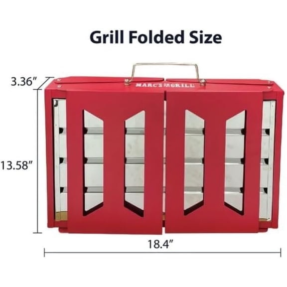 J&V TEXTILES Folding Portable Charcoal Grill, Tailgate Traveler Grill, Foldable Sturdy Durable Tabletop, Large Cooking Area 17x12" BBQ Backyard Outdoor Camping Beach Picnic Hiking Red