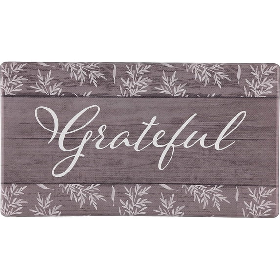 J&V TEXTILES Kitchen Runner Rugs Anti-Fatigue mats,Non Slip Waterproof Ergonomic Comfort Mat for Kitchen, Floor Home, Office, Sink, Laundry Grateful, 18" x 30"