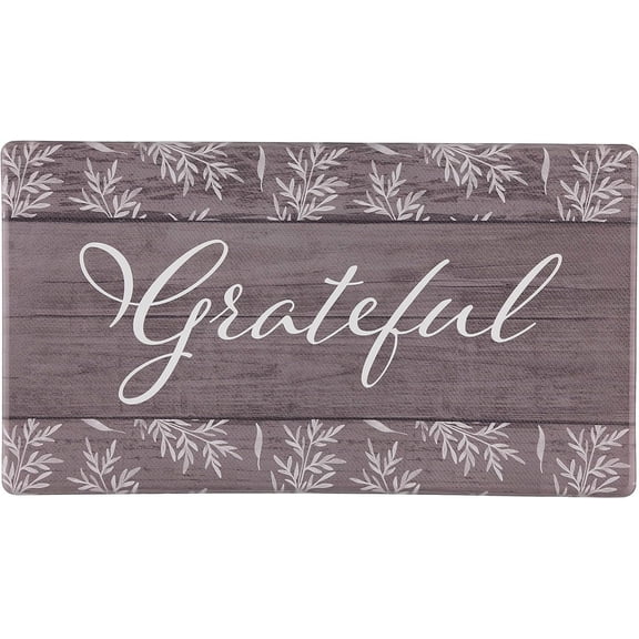J&V TEXTILES Kitchen Runner Rugs Anti-Fatigue mats,Non Slip Waterproof Ergonomic Comfort Mat for Kitchen, Floor Home, Office, Sink, Laundry Grateful, 18" x 30"