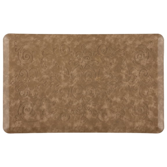J&V TEXTILES Medallion Embossed Kitchen Mat Cushioned Anti Fatigue Floor Mat, Thick Non Slip Waterproof Kitchen Rugs and Mats,Heavy Duty Foam Standing Mat for Kitchen,Floor,Desk,Sink,Laundry,...