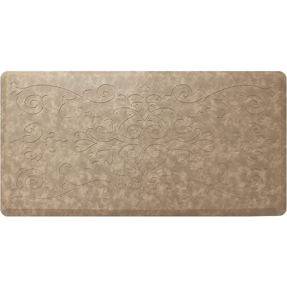 J&V TEXTILES Medallion Embossed Kitchen Mat Cushioned Anti Fatigue Floor Mat, Thick Non Slip Waterproof Kitchen Rugs and Mats,Heavy Duty Foam Standing Mat for Kitchen,Floor,Desk,Sink,Laundry,...