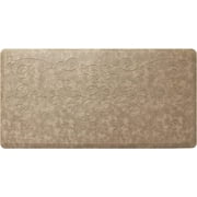 J&V TEXTILES Medallion Embossed Kitchen Mat Cushioned Anti Fatigue Floor Mat, Thick Non Slip Waterproof Kitchen Rugs and Mats, Standing Mat for Kitchen,Floor,Desk,Sink,Laundry, Beige, 17" X 28"