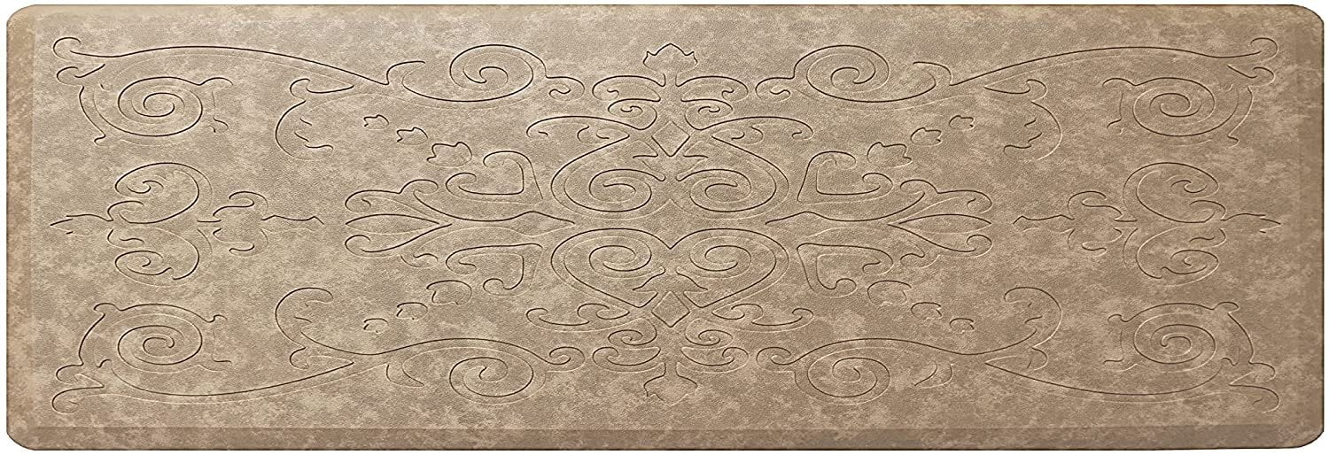 Beige PVC Rectangular Anti-Fatigue Kitchen Mat 17" x 60"
