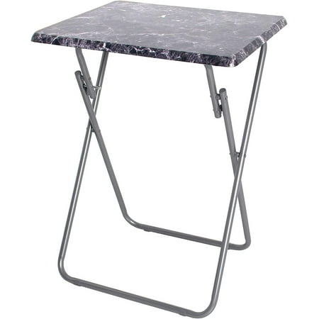 J&V TEXTILES Multi-Purpose Sturdy and Durable Decorative Bedside Laptop Snack Cocktails TV Folding Table Tray Desk Bedside Laptop Snacks Brown Marble