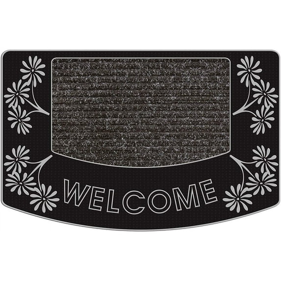 J&V TEXTILES Original Durable Rubber Door Mat, 18x28, Heavy Duty Doormat, Indoor Outdoor, Waterproof, Easy Clean, Low-Profile Mats for Entry, Garage, Patio Aloha Silver