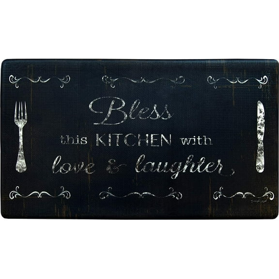 J&V TEXTILES Oversized 20"x36" Feel at Ease Anti-Fatigue Kitchen Mat Bless This Kitchen