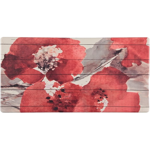 J&V TEXTILES Oversized 20"x39" Anti-Fatigue Embossed Floor Mat Red Floral