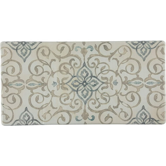 J&V TEXTILES Oversized 20"x39" Anti-Fatigue Embossed Floor Mat Rustic Medallion Cream