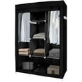 thumbnail image 1 of J&V TEXTILES Portable Closet Wardrobe Closet for Hanging Clothes with 8 Storage Shelves, 2 Hanging Rod and 4 Pockets, Free Standing Closet Clothes Organizer for Bedroom Black, 1 of 8