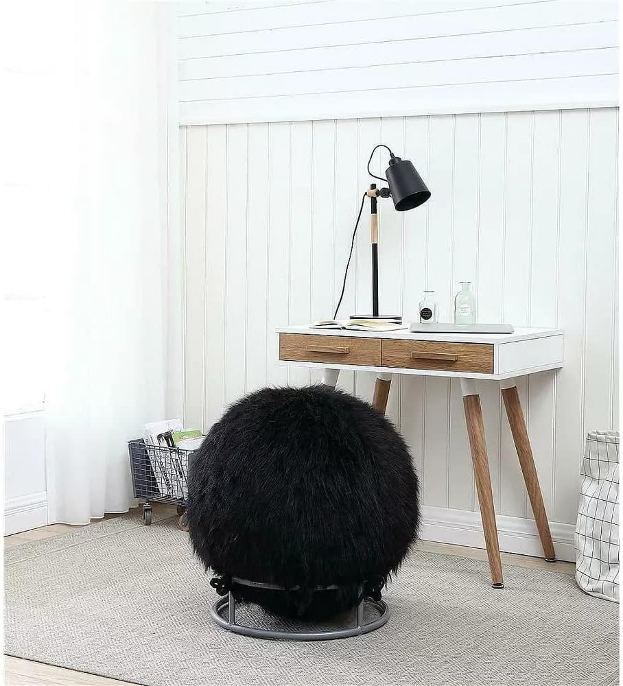 J&V TEXTILES Posture Fuzzy Exercise Yoga Ball Chair Set Black