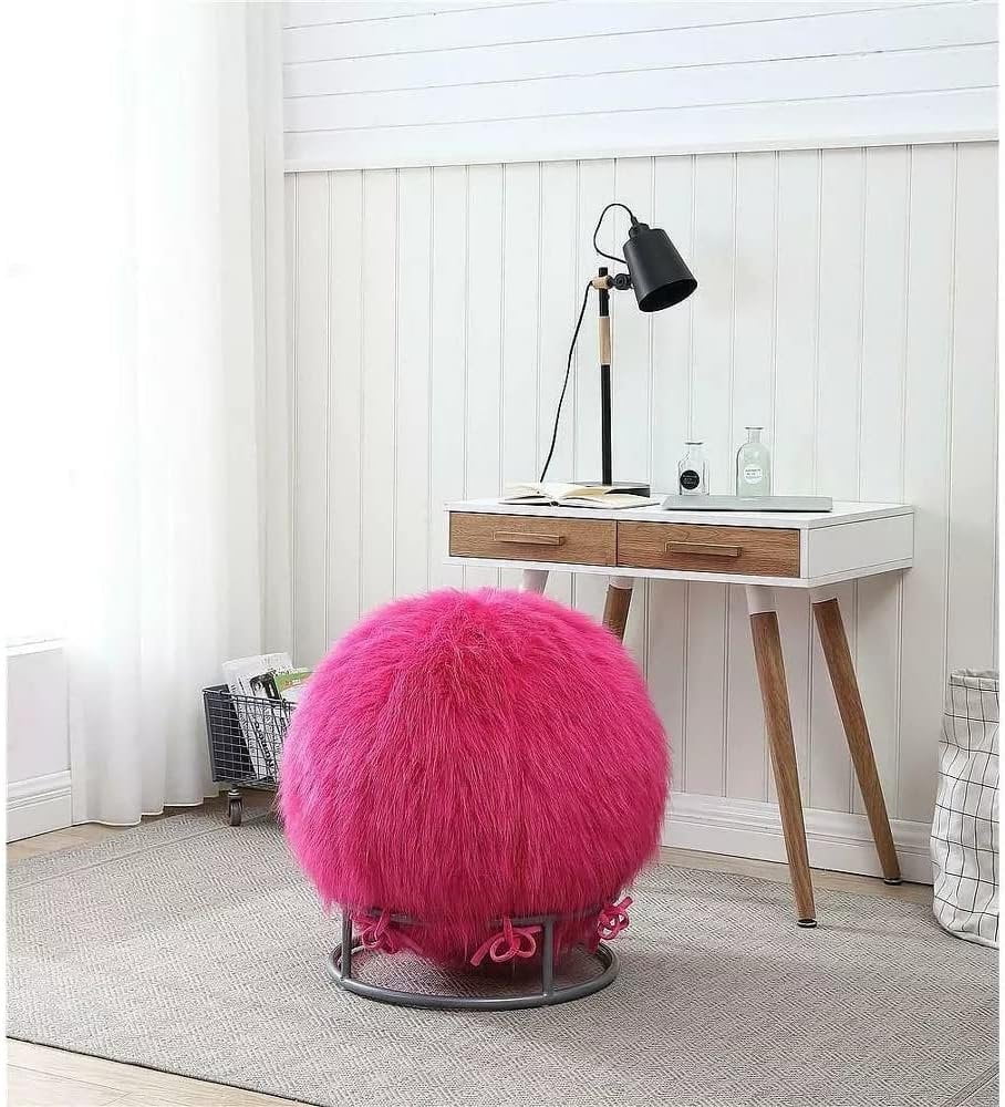 J&V TEXTILES Posture Fuzzy Exercise Yoga Ball Chair Set Pink