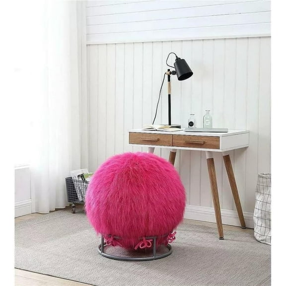 J&V TEXTILES Posture Fuzzy Exercise Yoga Ball Chair Set Pink