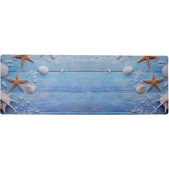 J&V TEXTILES Premium Kitchen Mat, Waterproof Anti Fatigue Kitchen Rug, Cushioned Non-Slip Textilene Surface Kitchen Floor Mat for Home, Office, Indoor, 20"x55" Coastal
