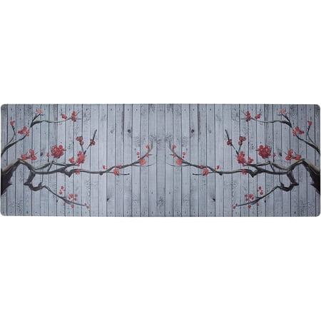 J&V TEXTILES Premium Kitchen Mat, Waterproof Anti Fatigue Kitchen Rug, Cushioned Non-Slip Textilene Surface Kitchen Floor Mat for Home, Office, Indoor, 20"x55" Blossom
