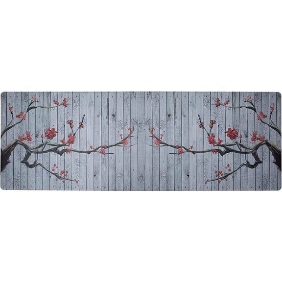 J&V TEXTILES Premium Kitchen Mat, Waterproof Anti Fatigue Kitchen Rug, Cushioned Non-Slip Textilene Surface Kitchen Floor Mat for Home, Office, Indoor, 20"x55" Blossom
