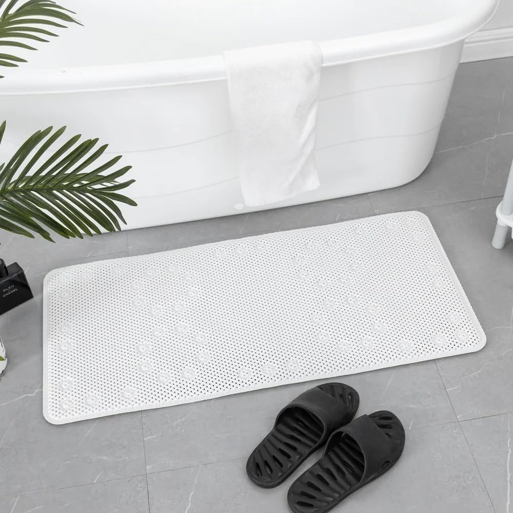 J&V TEXTILES Shower and Bathtub Mat, 36x17, Long Double Foam Bath Tub ...