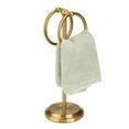 thumbnail image 1 of J&V TEXTILES Steel Towel Rack Holder Stand with 2 Hanging Rings for Bathroom Vanity Countertops - Space Saving Hand Towel Holder Aged Brass, 1 of 4