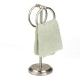 thumbnail image 1 of J&V TEXTILES Steel Towel Rack Holder Stand with 2 Hanging Rings for Bathroom Vanity Countertops - Space Saving Hand Towel Holder Brushed Satin Nickel, 1 of 4