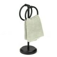 thumbnail image 1 of J&V TEXTILES Steel Towel Rack Holder Stand with 2 Hanging Rings for Bathroom Vanity Countertops - Space Saving Hand Towel Holder Matte Black, 1 of 4