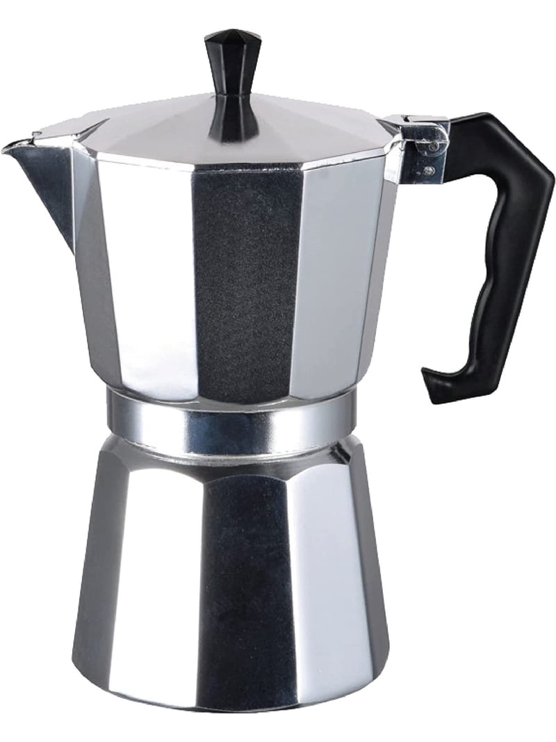 J&V Textiles, Stovetop Espresso Maker, Aluminum, 3-Cup, Silver