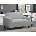 thumbnail image 1 of J&V TEXTILES Super Stretch Sofa Slipcover  Spandex Non Slip Soft Couch Sofa Cover, Washable Furniture Protector with Non Skid Foam and Elastic Bottom for Kids, Pets Gray, Love Seat, 1 of 6