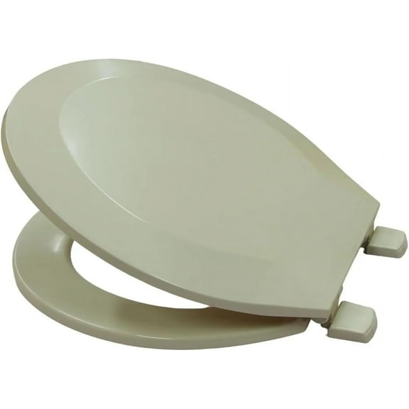 J&V Textiles Elongated Toilet Seat With Easy Clean & Change Hinge, Beveled Edges Beige