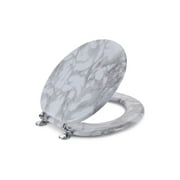 J&V Textiles Round Toilet Seat With Easy Clean & Change Hinge (Gray)