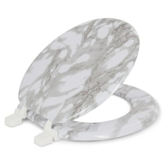 J&V Textiles Round Toilet Seat With Easy Clean & Change Hinge (Gray)