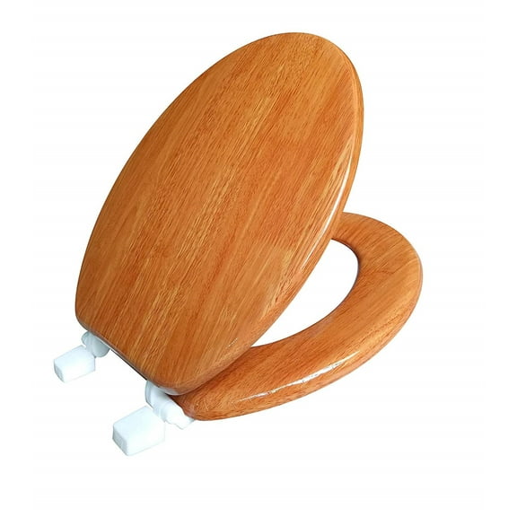 J&V Textiles Round Toilet Seat With Easy Clean & Change Hinge (Wooden)