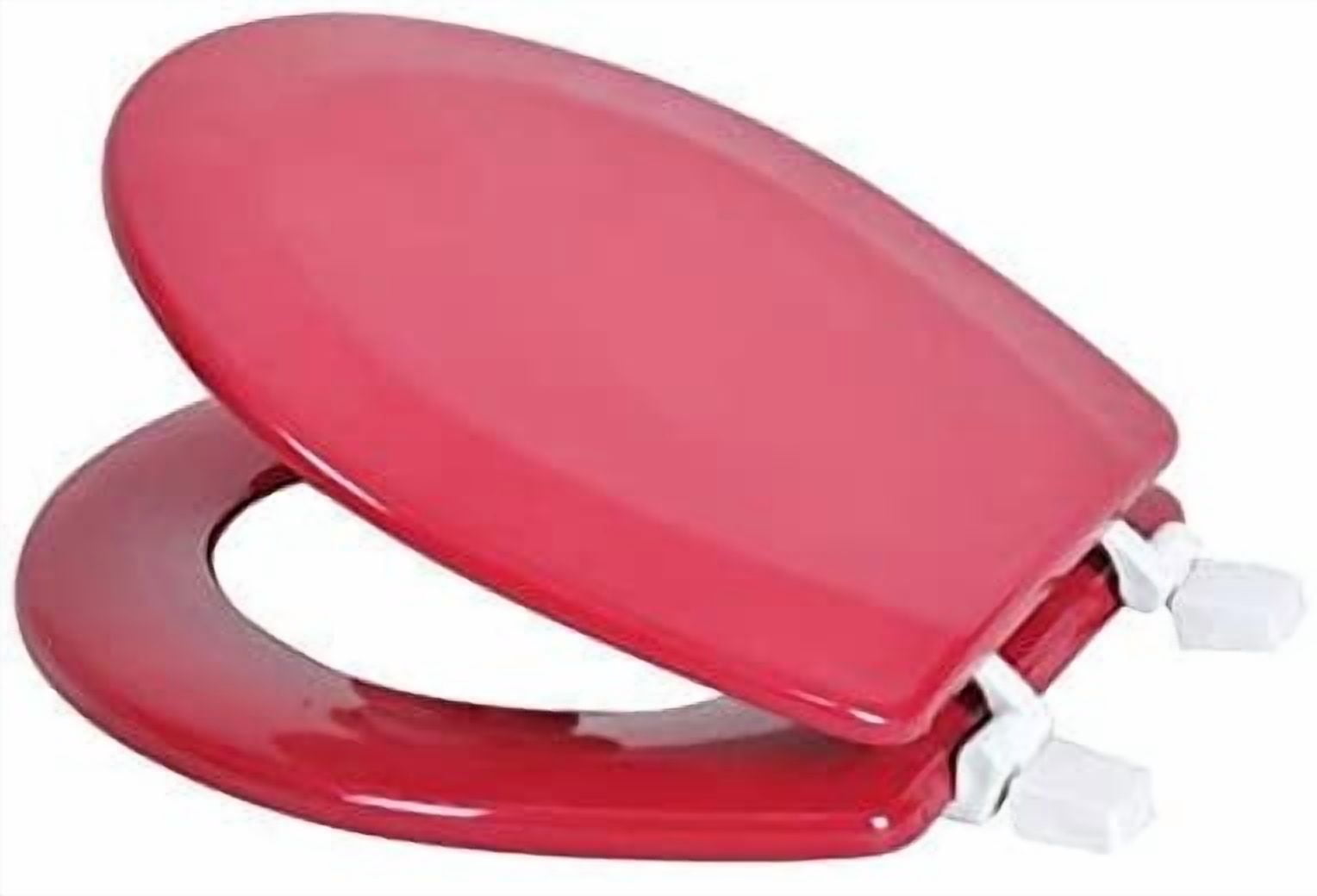 J&V Textiles Round Wooden Toilet Seat With Beveled Edge Burgundy