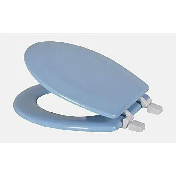 J&V Textiles Round Wooden Toilet Seat With Beveled Edge Light Blue