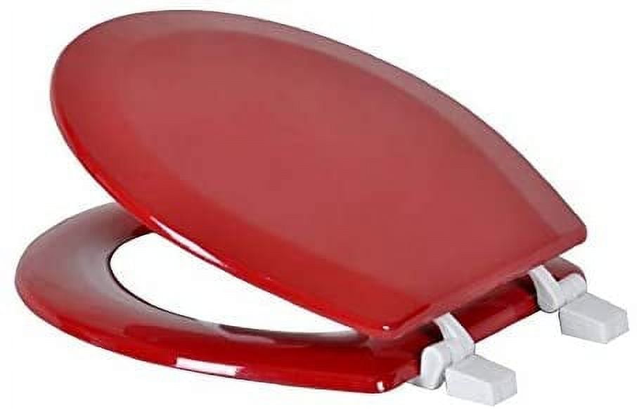 J&V Textiles Round Wooden Toilet Seat With Beveled Edge Red