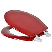 J&V Textiles Round Wooden Toilet Seat With Beveled Edge Red