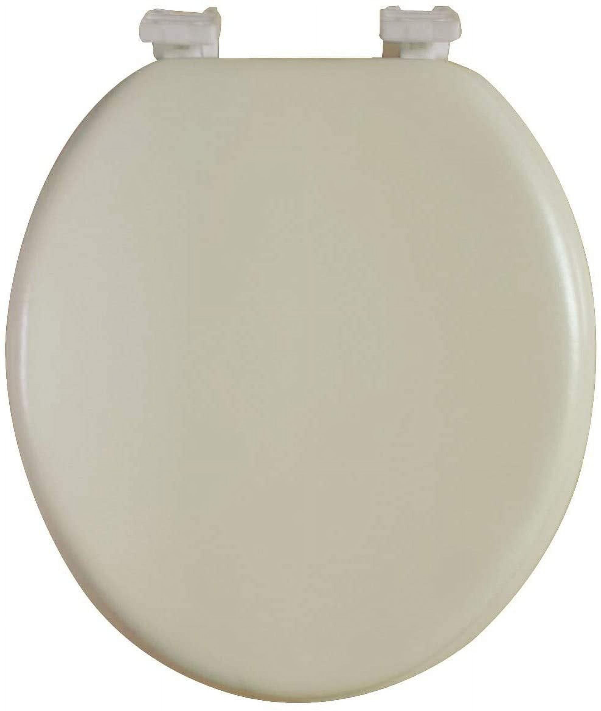 J&V Textiles Soft Round Toilet Seat With Easy Clean & Change Hinge, Padded Beige