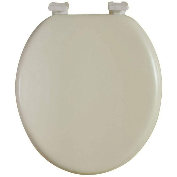 J&V Textiles Soft Round Toilet Seat With Easy Clean & Change Hinge, Padded Beige