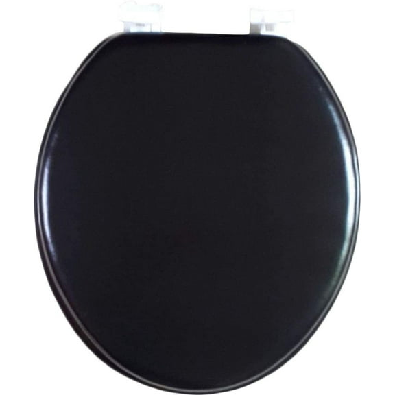 J&V Textiles Soft Round Toilet Seat With Easy Clean & Change Hinge, Padded Black
