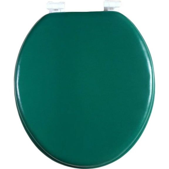 J&V Textiles Soft Round Toilet Seat With Easy Clean & Change Hinge, Padded Hunter Green
