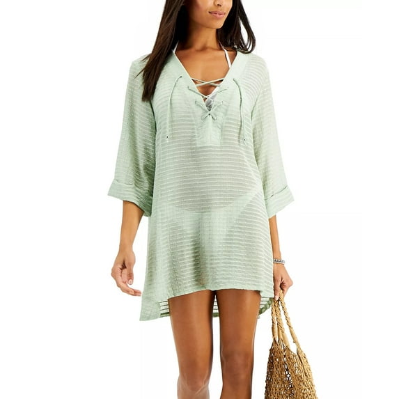 J. Valdi Womens Crinkled Tunic Cover-Up