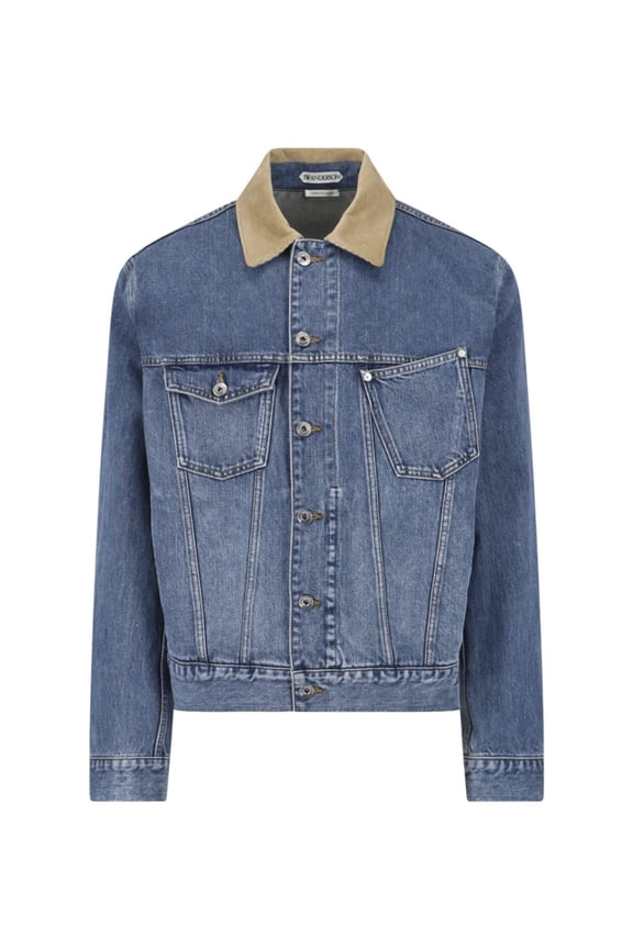 J. W. Anderson Blue Contrast Corduroy Collar Denim Jacket (Men's)