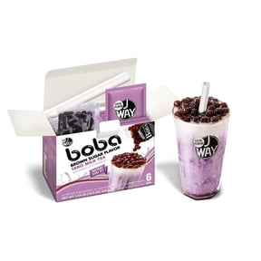 JWAY Instant Taro Milk Boba Tea Kit with Authentic Brown Sugar Tapioca Boba Pearls, Bubble Milk Tea Boba Set, Ready in Under 1 Minute, Paper Straws Included, 6 Servings
