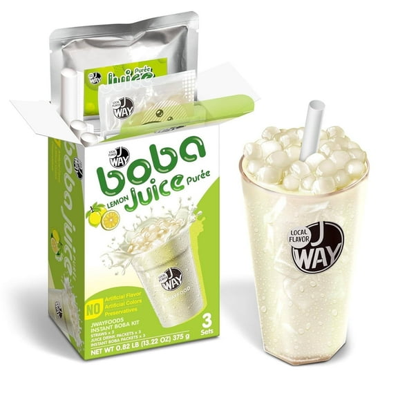 J WAY Instant Crystal Tapioca Boba Bubble Lemon Juice Drinks Kit, 3 Servings