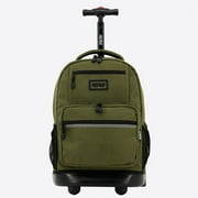 J World Boys and Girls Sunlight 18 Rolling Backpack for School and Travel, Olive