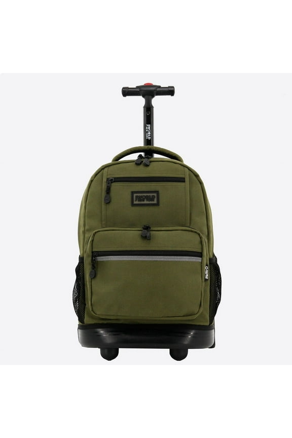 J World Boys and Girls Sunlight 18" Rolling Backpack for School and Travel, Olive